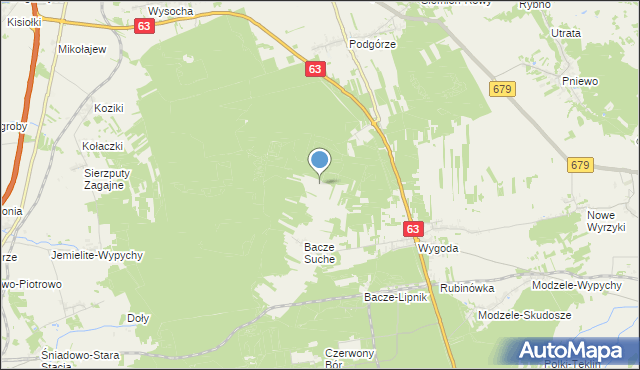 mapa Kolonia Bacze Suche, Kolonia Bacze Suche na mapie Targeo